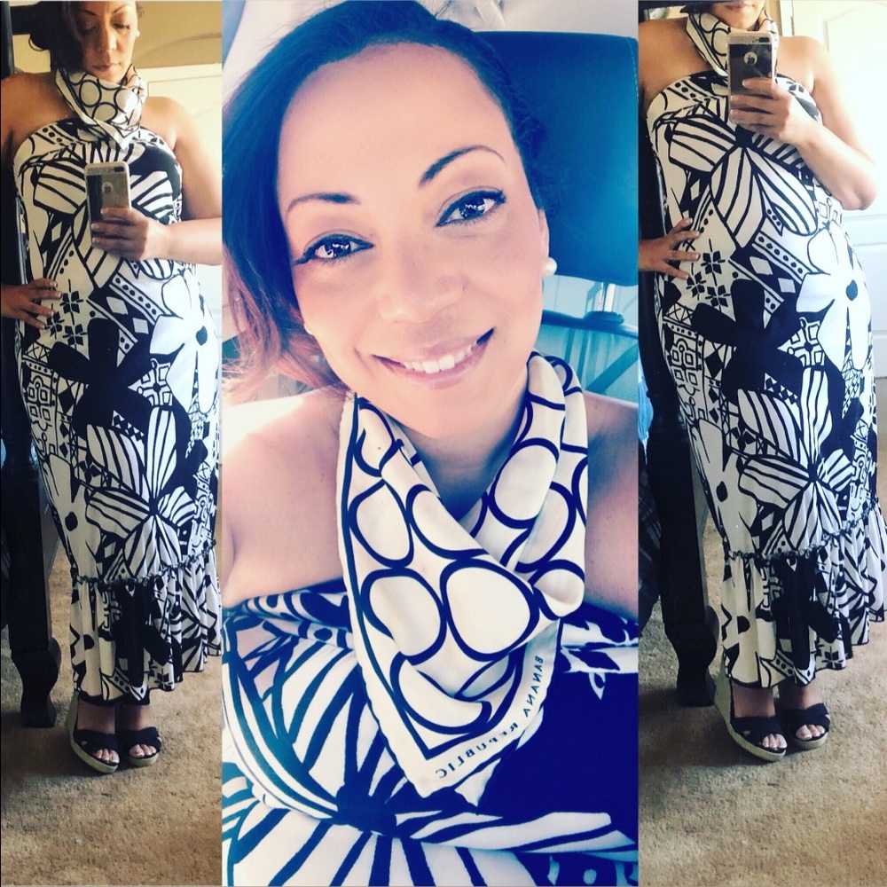 Summer black and white maxi dress